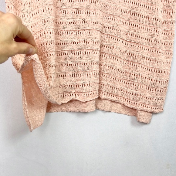 WESTPORT 1962 |🌸 Pale Pink Loose Knit Lace Trim Oversized Short Sleeve Sweater - Picture 4 of 7